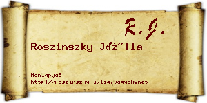 Roszinszky Júlia névjegykártya